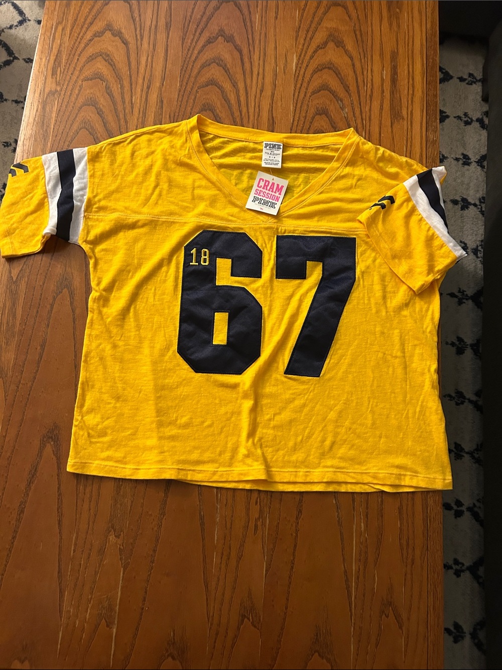 Women’s WVU Cropped Yellow Graphic Football Tee